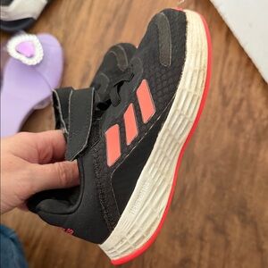 Adidas Kids Black and Coral Sneakers